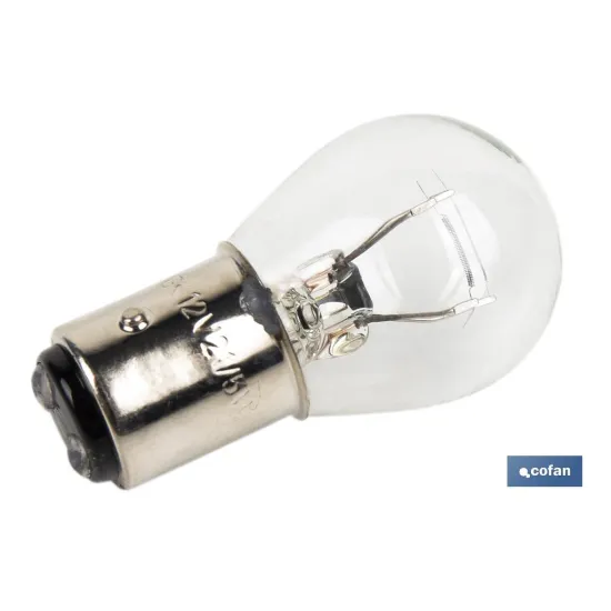 LÁMPARA COFAN 2 POLOS BLANCA DESCENTRADA P21/5W (BAZ15d) 12V venta unitaria