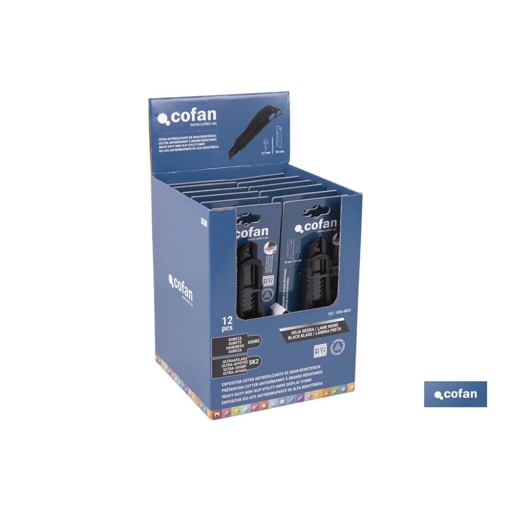 EXPOSITOR DE CÚTER ANTIDESLIZANTE HEAVY DUTY 18 MM 12 UDS.