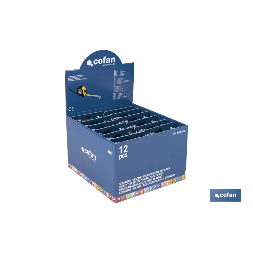 EXPOSITOR DE FLEXÓMETROS CON PROTECCIÓN DE GOMA 16 MM X 3 M 12 UDS.