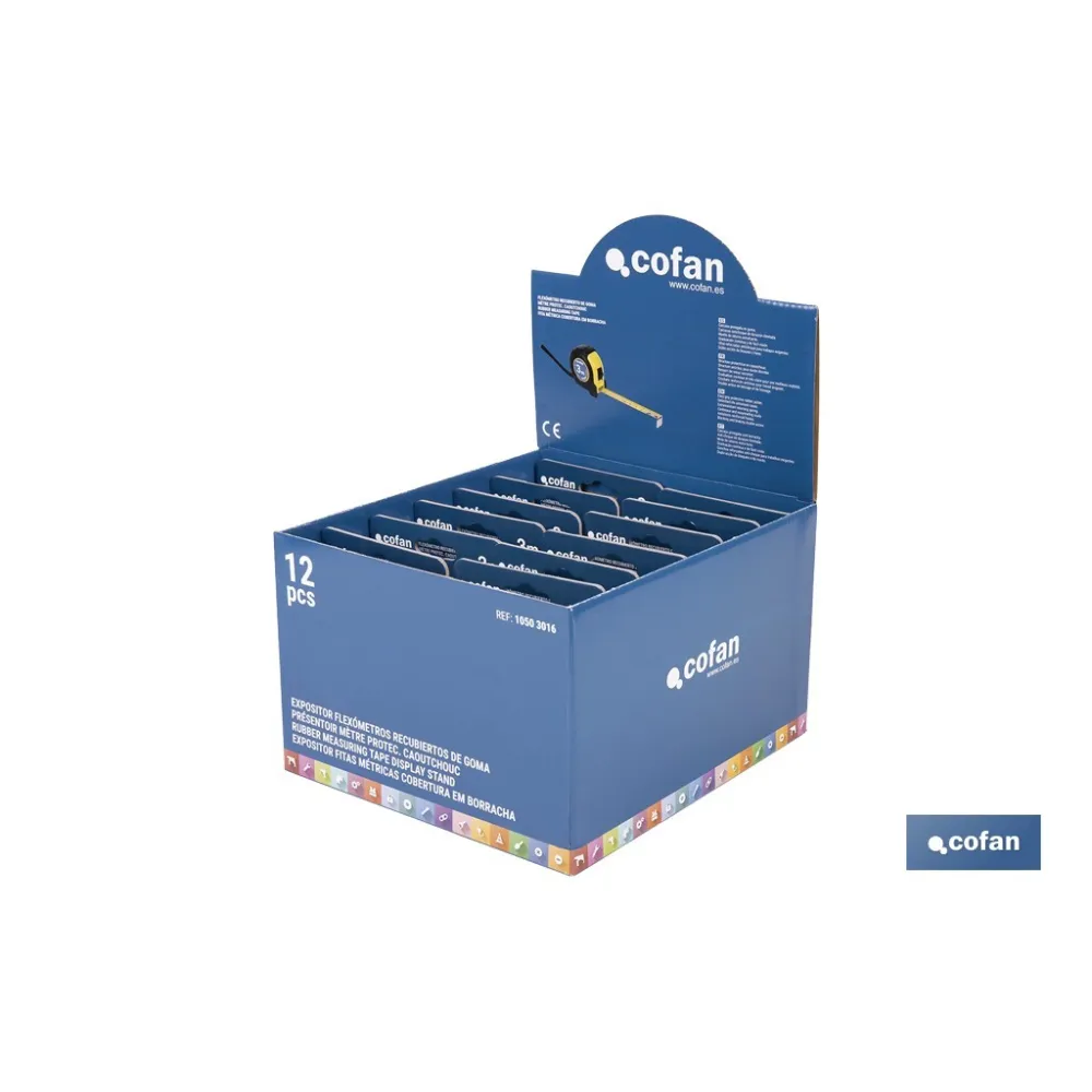 EXPOSITOR DE FLEXÓMETROS CON PROTECCIÓN DE GOMA 16 MM X 3 M 12 UDS.