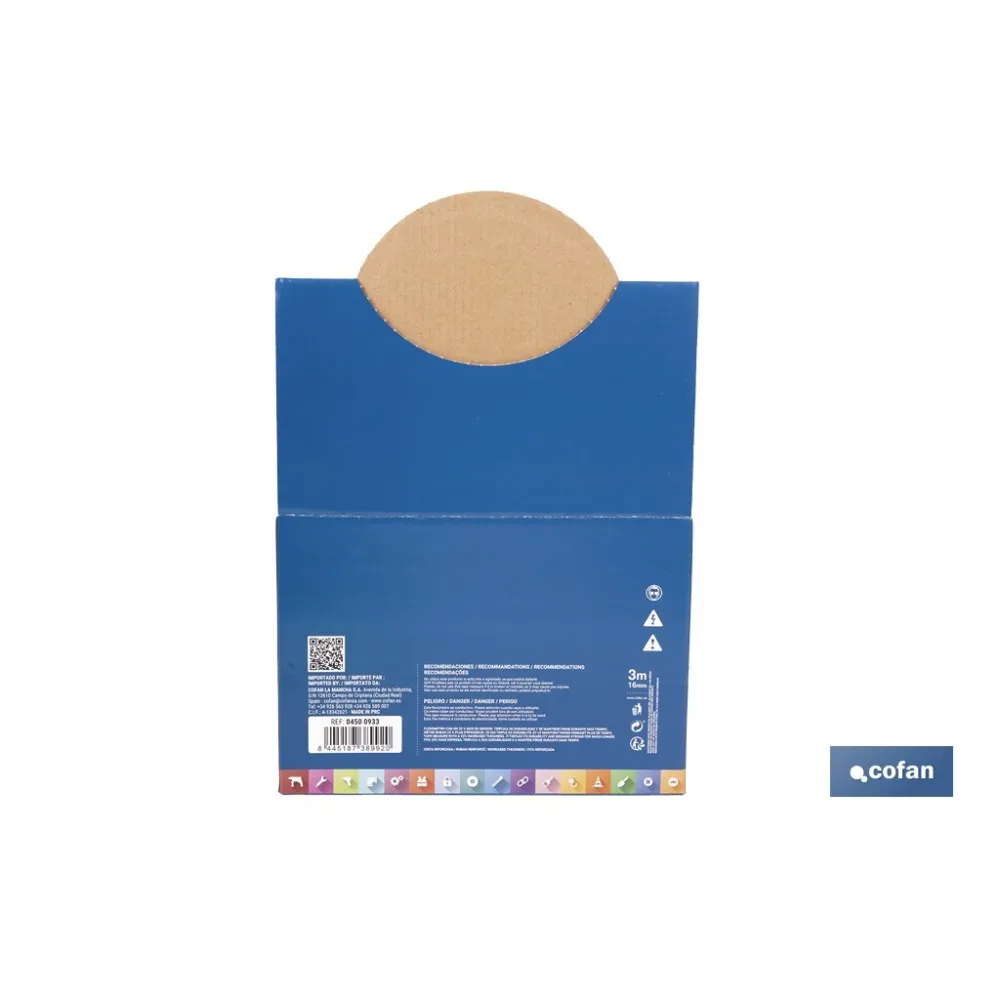 EXPOSITOR DE FLEXÓMETROS CON PROTECCIÓN DE GOMA 16 MM X 3 M 12 UDS.