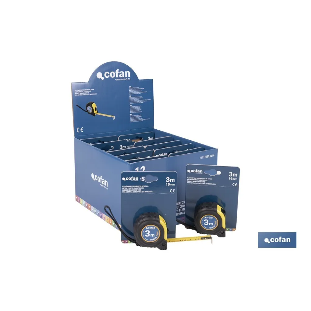 EXPOSITOR DE FLEXÓMETROS CON PROTECCIÓN DE GOMA 16 MM X 3 M 12 UDS.