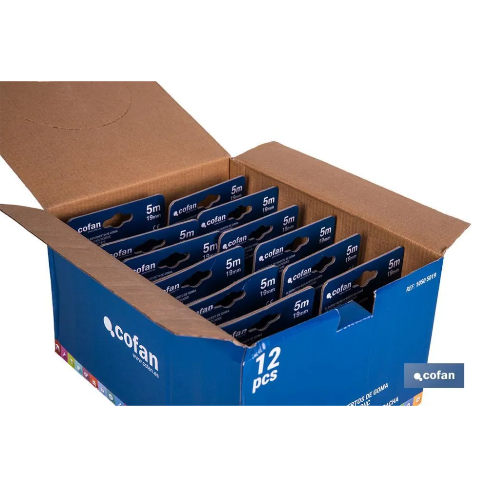 EXPOSITOR DE FLEXÓMETROS CON PROTECCIÓN DE GOMA 19 MM X 5 M 12 UDS.