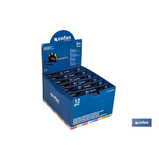 EXPOSITOR DE FLEXÓMETROS CON PROTECCIÓN DE GOMA 19 MM X 5 M 12 UDS.