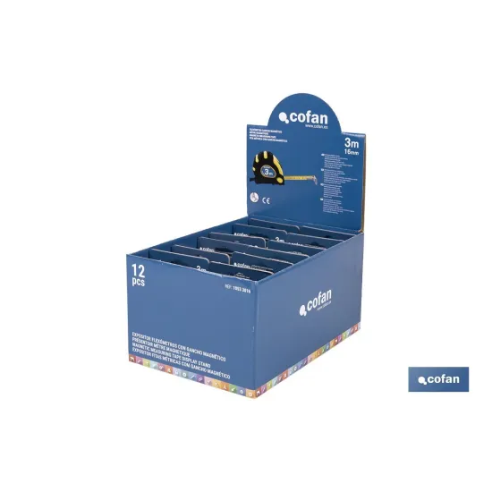 EXPOSITOR DE FLEXÓMETROS MAGNÉTICOS 16 MM X 3 M 12 UDS.