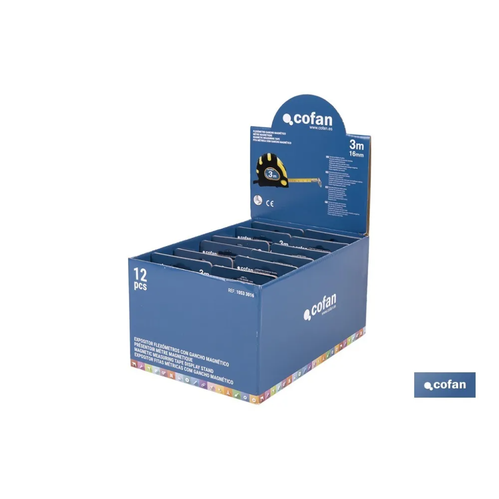 EXPOSITOR DE FLEXÓMETROS MAGNÉTICOS 16 MM X 3 M 12 UDS.