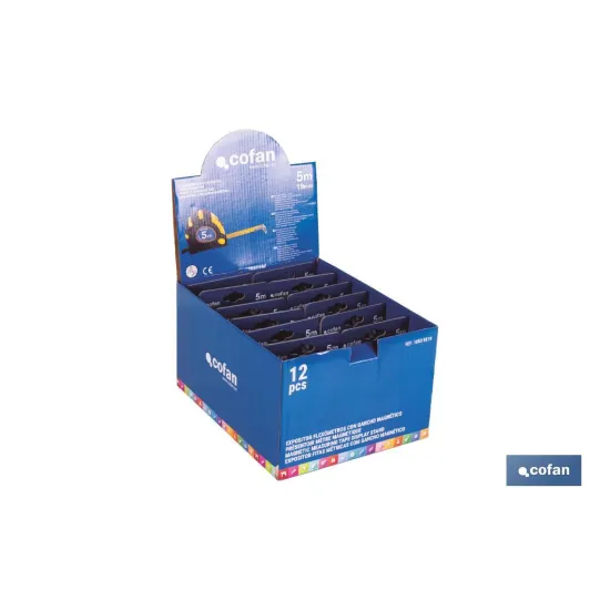 EXPOSITOR DE FLEXÓMETROS MAGNÉTICOS 19 MM X 5 M 12 UDS.