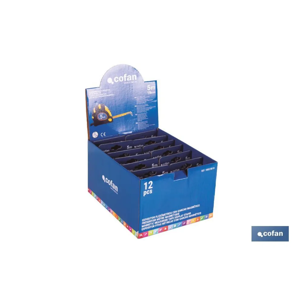 EXPOSITOR DE FLEXÓMETROS MAGNÉTICOS 19 MM X 5 M 12 UDS.