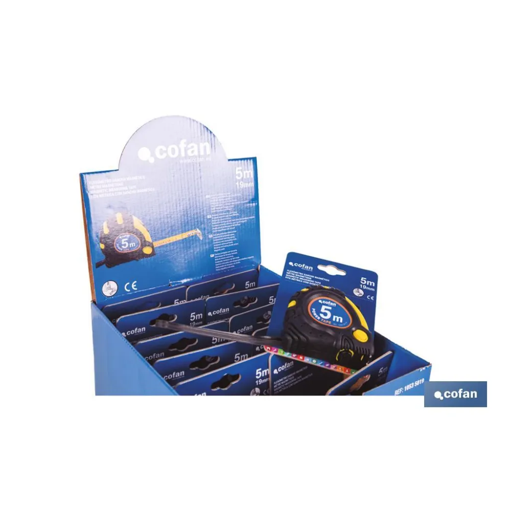 EXPOSITOR DE FLEXÓMETROS MAGNÉTICOS 19 MM X 5 M 12 UDS.