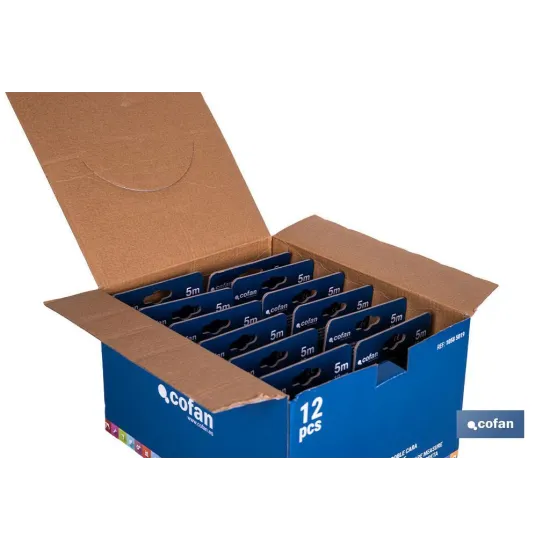 EXPOSITOR FLEXÓMETRO HOJA NEGRA DOBLE CARA 19 MM X 5 M 12 UDS.