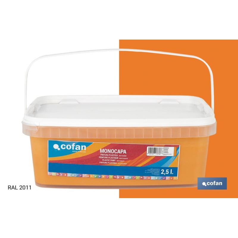 PINTURA PLÁSTICA MONOCAPA Naranja (2,5 LT