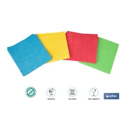 PACK DE 4  BAYETAS SUPER PRO AZUL, ROJO, AMARILLO , VERDE 38 X 35 CM