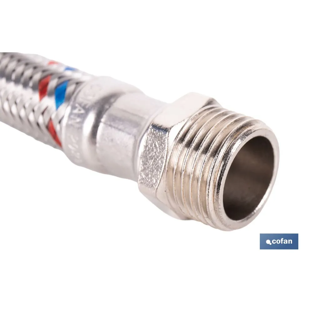 CONEXIÓN FLEXIBLE INOX PARA TERMO M1/2 - H3/4 30 CM.