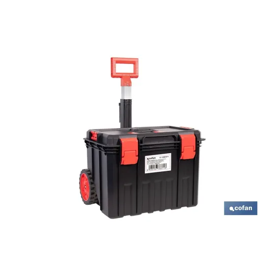 CAJA DE HERRAMIENTAS HEAVY DUTY CON ASA TELESCÓPICA Y RUEDAS 530 x 355 x 390 MM
