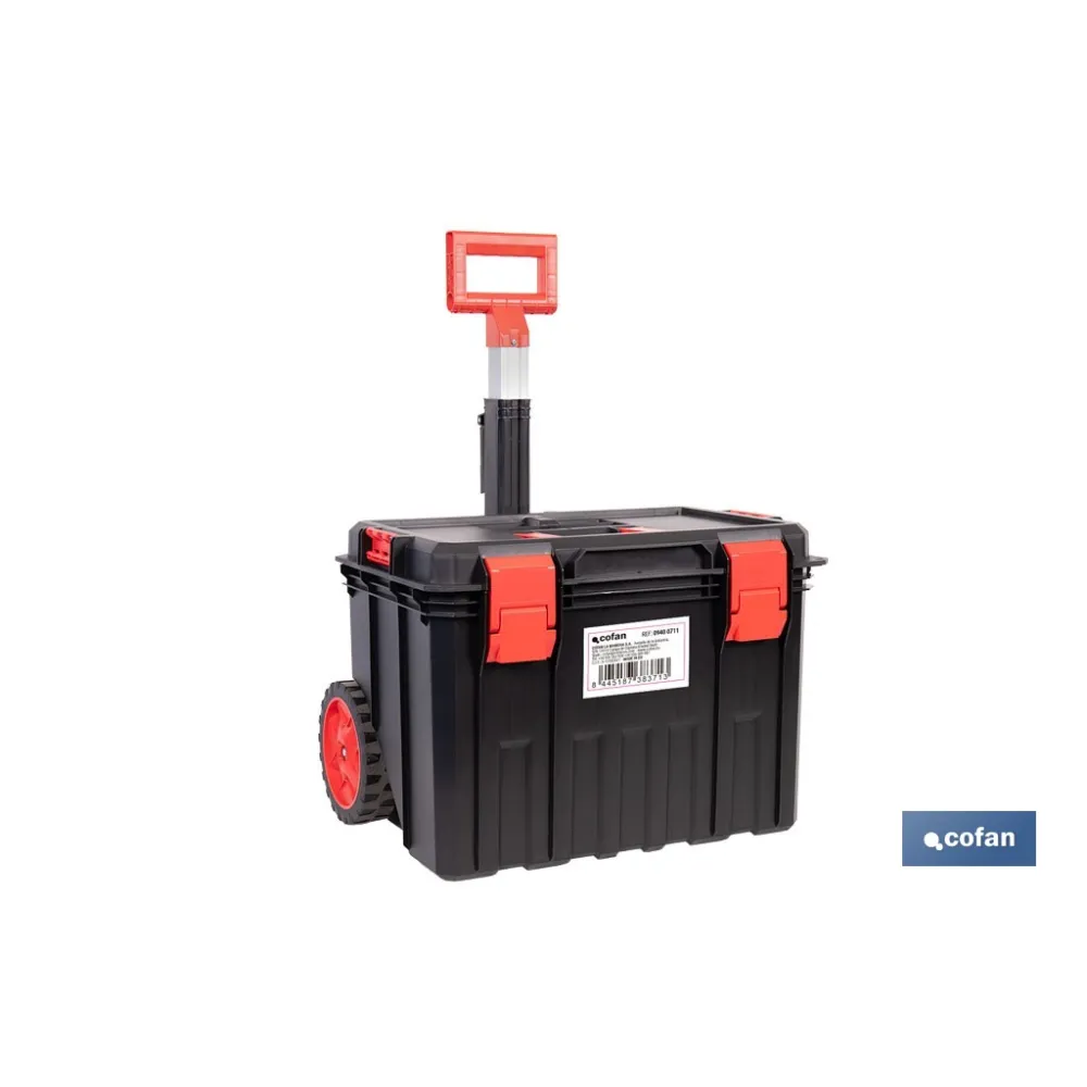 CAJA DE HERRAMIENTAS HEAVY DUTY CON ASA TELESCÓPICA Y RUEDAS 530 x 355 x 390 MM