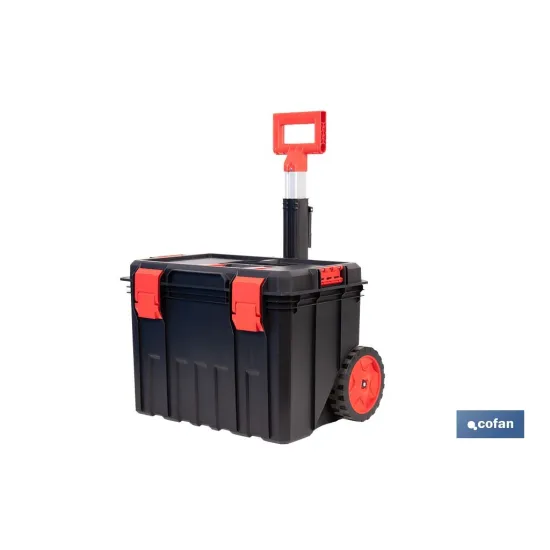 CAJA DE HERRAMIENTAS HEAVY DUTY CON ASA TELESCÓPICA Y RUEDAS 530 x 355 x 390 MM