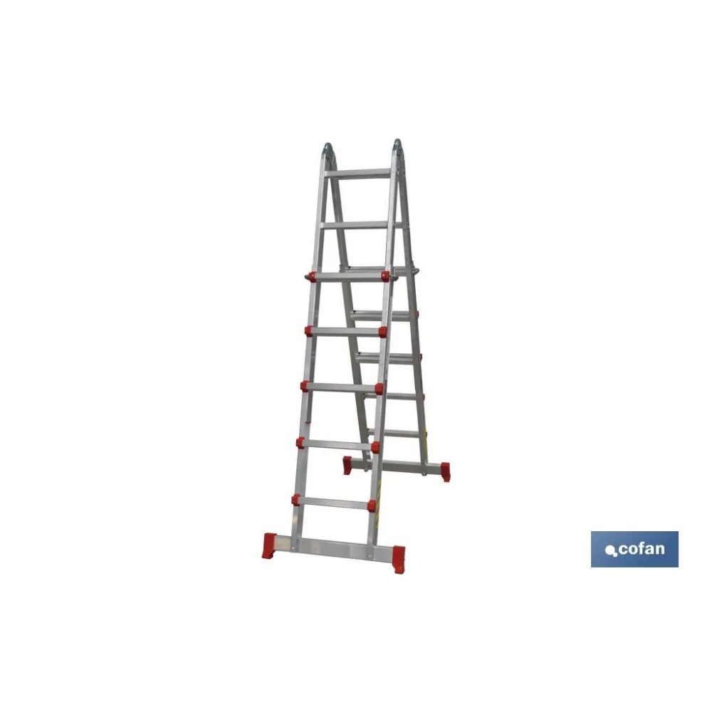 ESCALERA ALUMINIO MULTIPOSICIÓN 4 x 5 PELDAÑOS Y 4,83 M