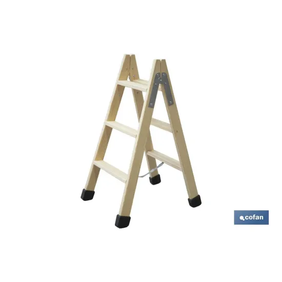 ESCALERA MADERA DOBLE 3 PELDAÑOS 0,75 M