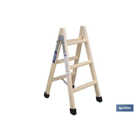 ESCALERA MADERA DOBLE 3 PELDAÑOS 0,75 M