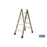 ESCALERA MADERA DOBLE 4 PELDAÑOS 1,00 M