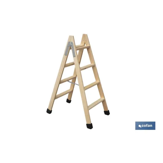 ESCALERA MADERA DOBLE 4 PELDAÑOS 1,00 M