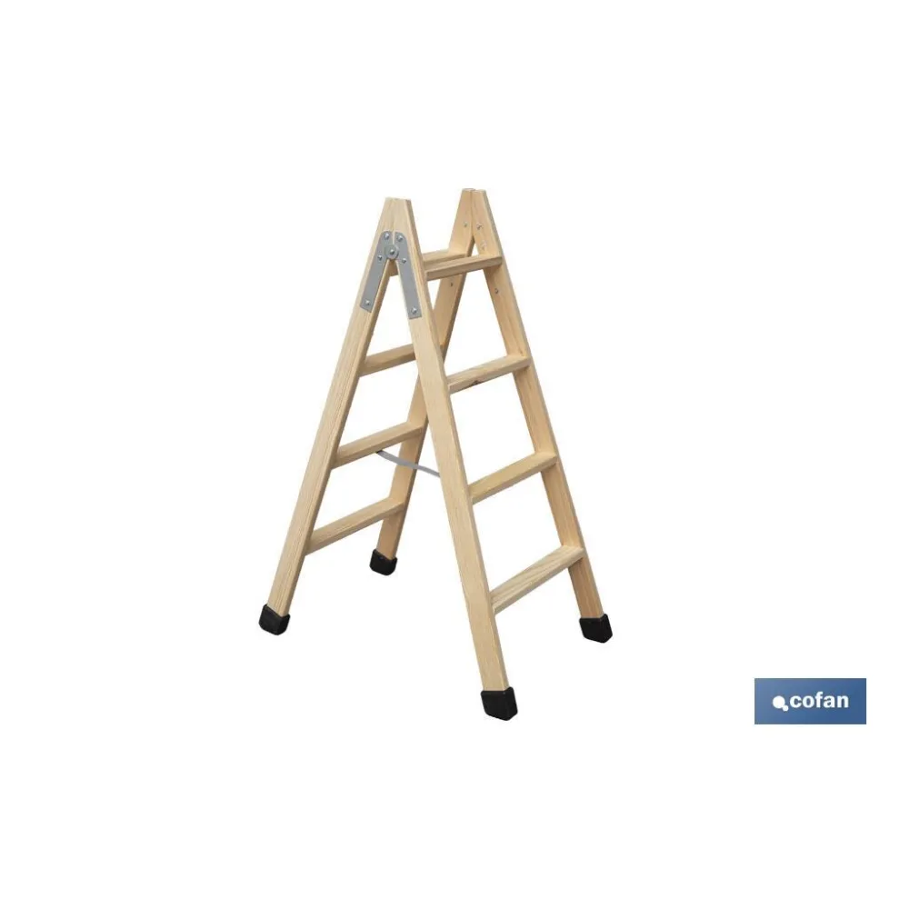 ESCALERA MADERA DOBLE 4 PELDAÑOS 1,00 M