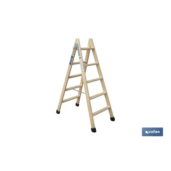 ESCALERA MADERA DOBLE 5 PELDAÑOS 1,25 M
