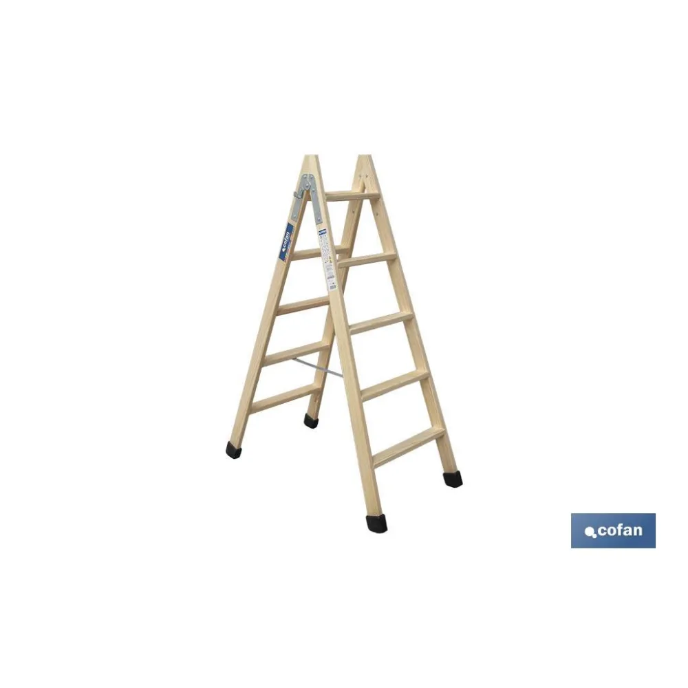 ESCALERA MADERA DOBLE 5 PELDAÑOS 1,25 M