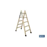 ESCALERA MADERA DOBLE 5 PELDAÑOS 1,25 M