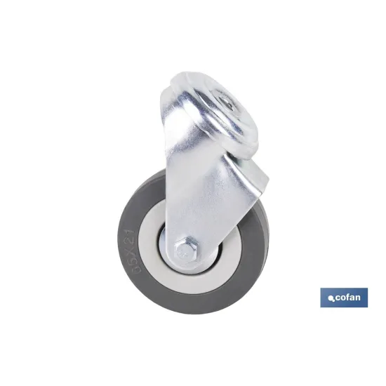 RUEDA GOMA/GRIS PASANTE Ø65X21MM
