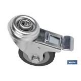 RUEDA DE GOMA GRIS CON AGUJERO PASANTE Y FRENO Ø75 X 22 MM Venta unitaria