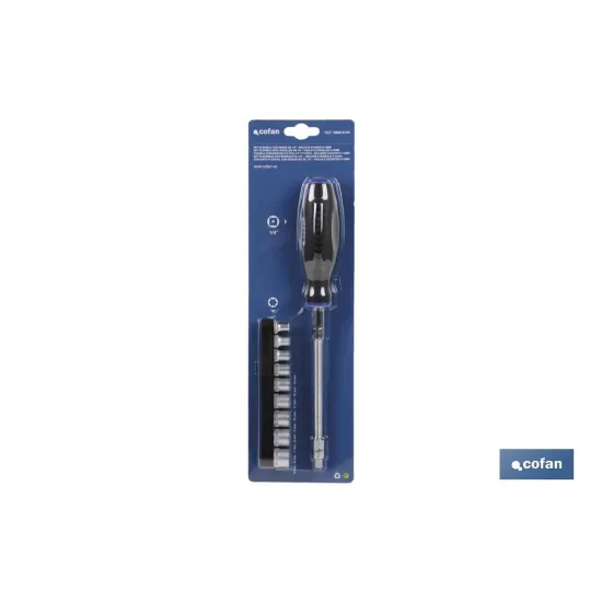SET DESTORNILLADOR FLEX. + 9 VASOS 1/4 (5-13MM.)