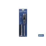 SET DESTORNILLADOR FLEX. + 9 VASOS 1/4 (5-13MM.)