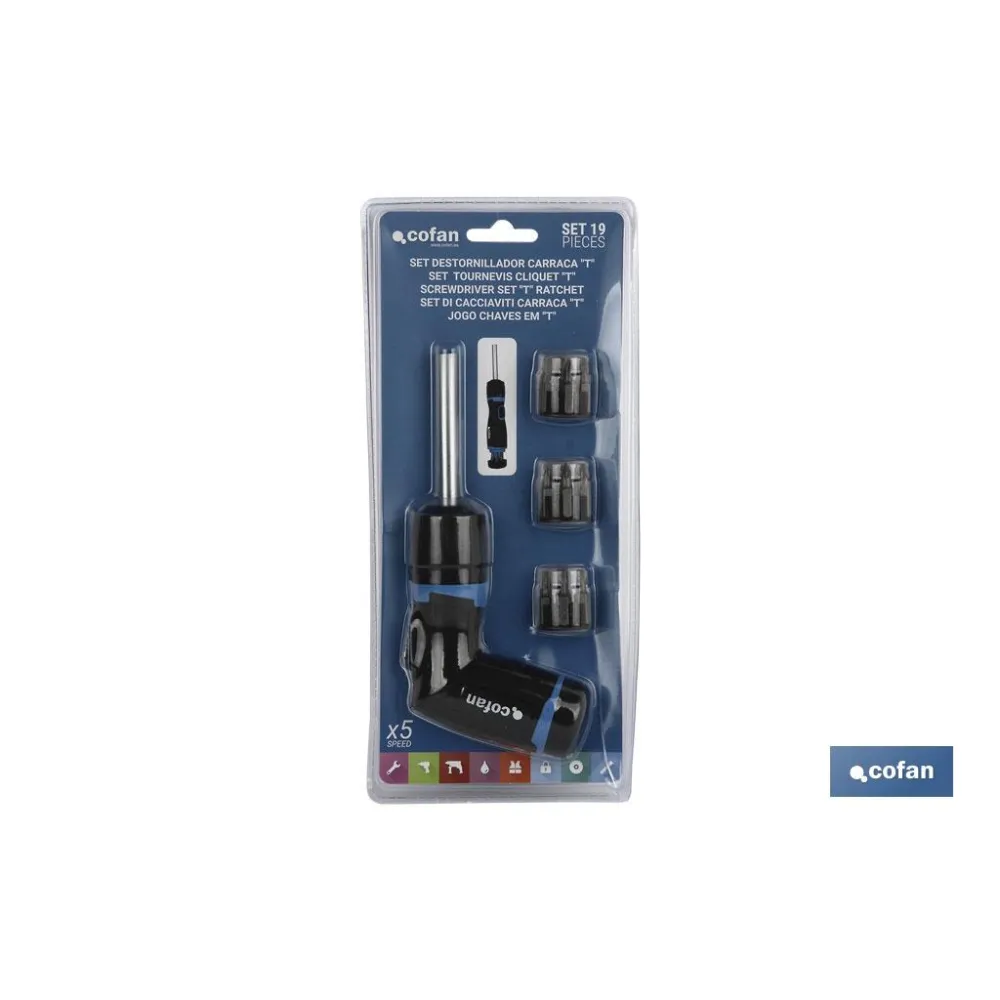 SET DESTORN. CARRACA T 19 PCS CONVERTER 5:1 VELOC.