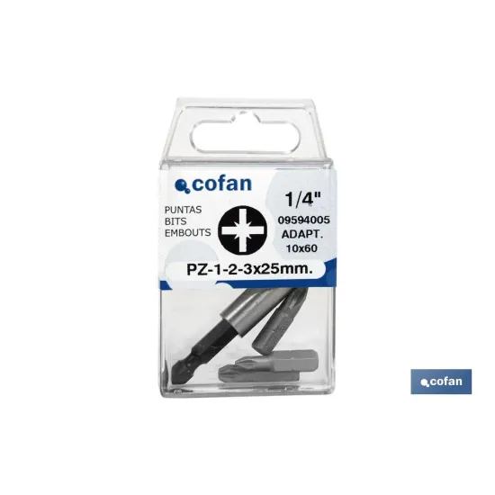 SURTIDO PUNTAS 1/4 PZ-1-2-3X25 + ADAPTADOR