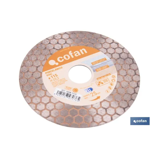 DISCO PORCELANICO DUAL CORTAR Y DESBASTAR 115MM H22,2