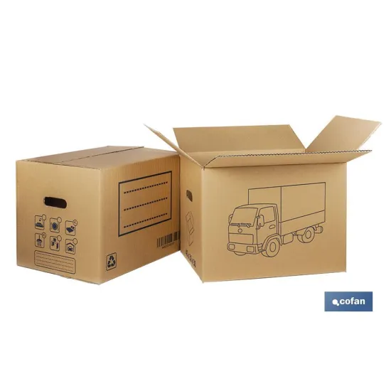 CAJA DE CARTÓN PARA MUDANZA CON ASA TROQUEL 50X35X35 CM Venta unitaria