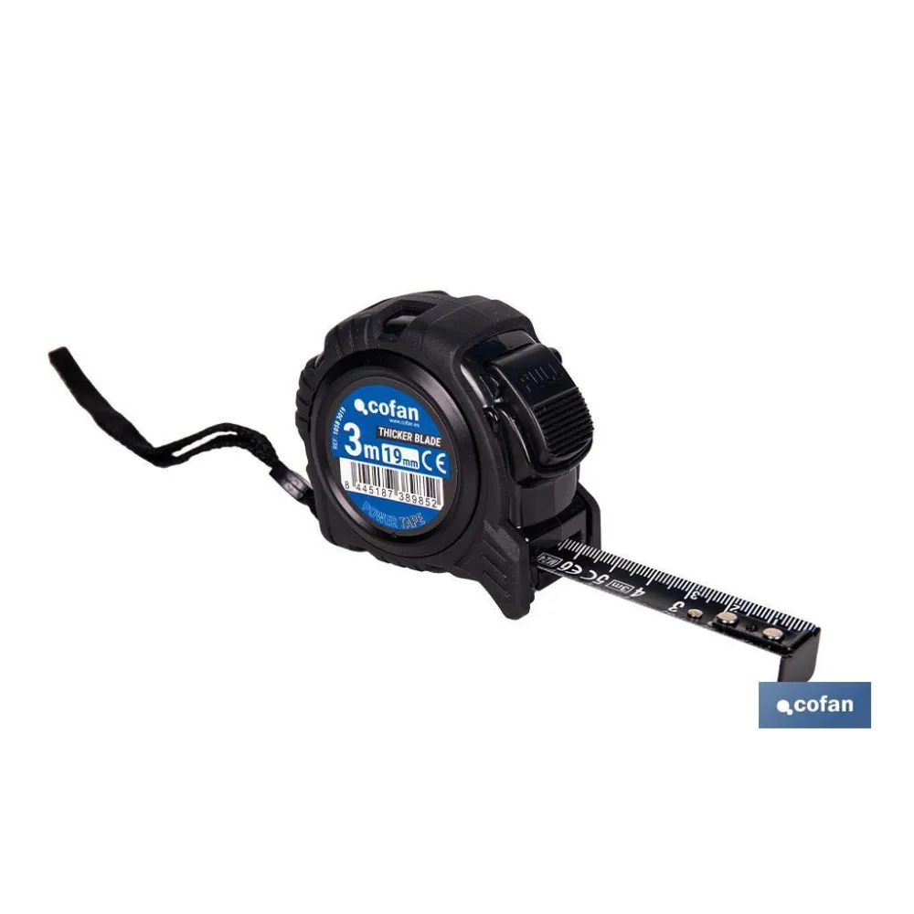 FLEXÓMETRO HOJA NEGRA DOBLE CARA 19 MM X 3 M