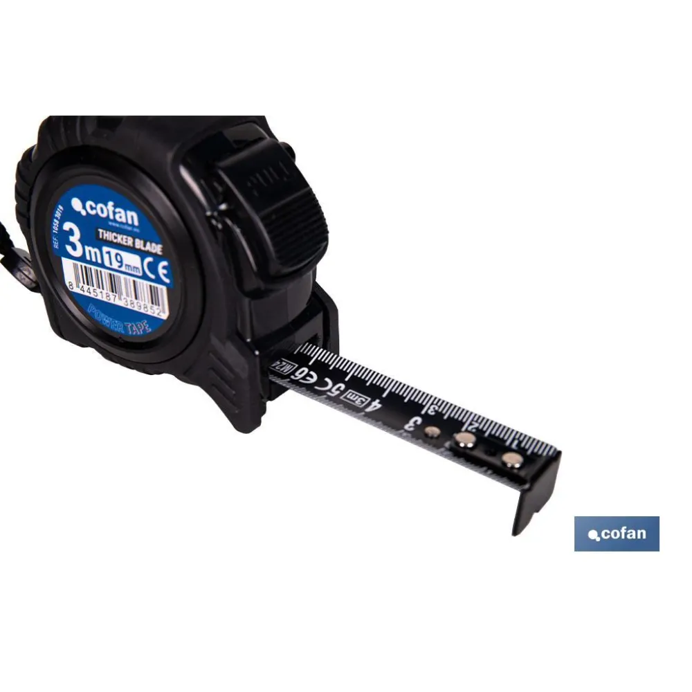 FLEXÓMETRO HOJA NEGRA DOBLE CARA 19 MM X 3 M