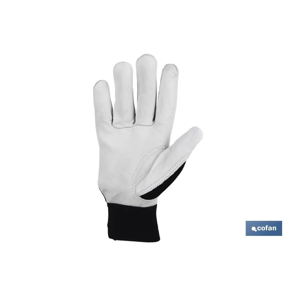 GUANTE VACUNO DORSO TELA + VELCRO T-10
