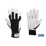 BLÍSTER DE GUANTE DE PIEL VACUNO, DORSO DE TELA Y VELCRO  TALLA 9  VENTA UNITARIA