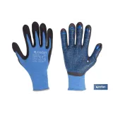 GUANTE IMPREGNADO CON PUNTOS AZULES DE NITRILO TALLA 8 VENTA UNITARIA