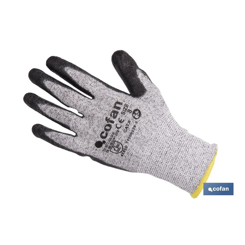 GUANTE ANTICORTE ULTRA LIGERO IMPREGNADO PU NEGRO T-10