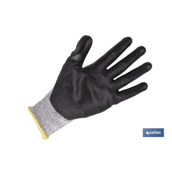 GUANTE ANTICORTE ULTRA LIGERO IMPREGNADO PU NEGRO T-10