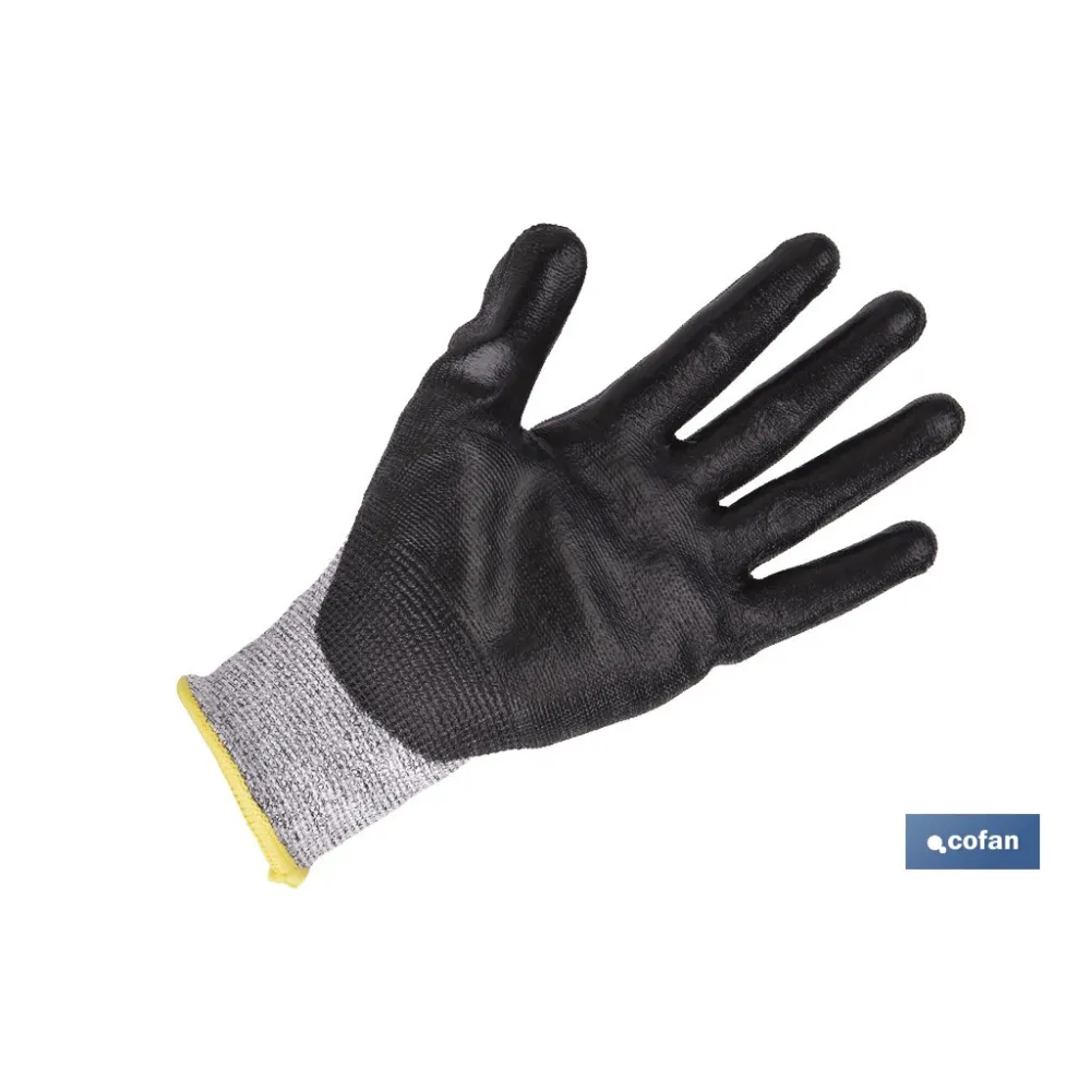 GUANTE ANTICORTE ULTRA LIGERO IMPREGNADO PU NEGRO T-11