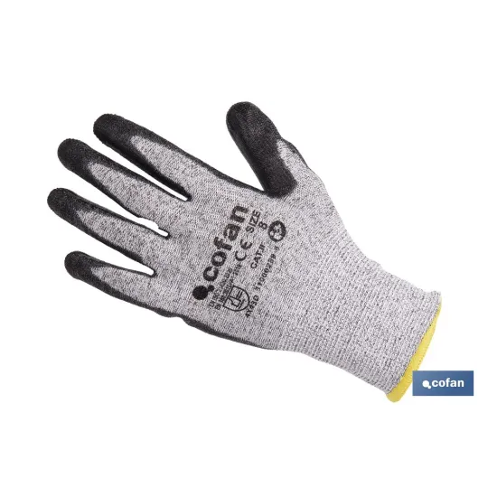 GUANTE ANTICORTE ULTRA LIGERO IMPREGNADO PU NEGRO T-11 VENTA UNITARIA