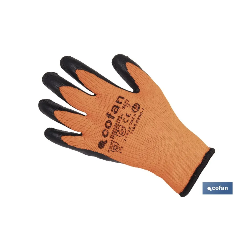 GUANTE NARANJA FLUOR CON REVESTIMIENTO LATEX TERMICO T-10