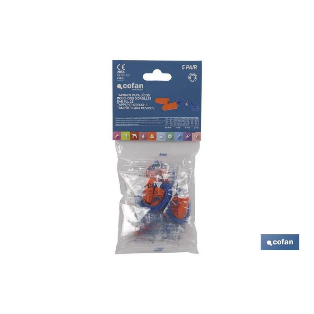 PACK 50 TAPONES (25 par) OIDOS C/CUERDA PU SNR36