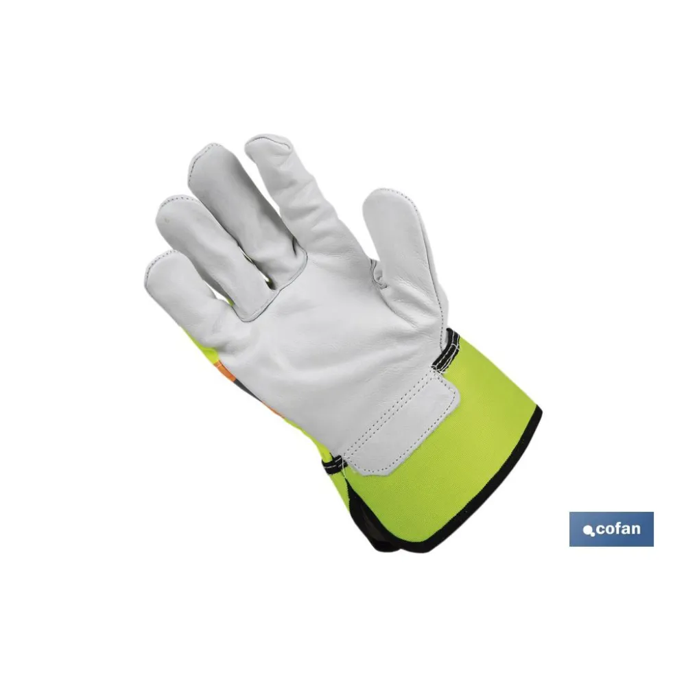 GUANTE VACUNO AMERICANO AMARILLO FLÚOR TALLA 11