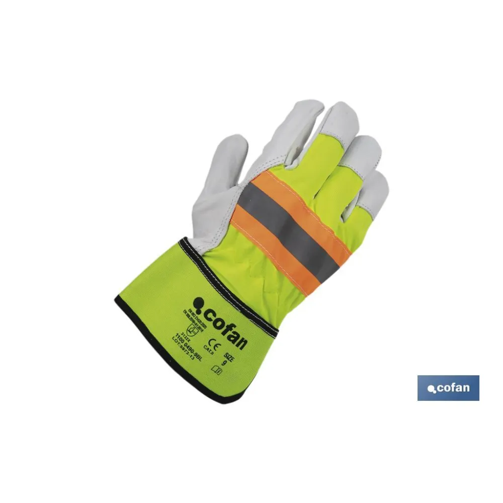 GUANTE VACUNO AMERICANO AMARILLO FLÚOR TALLA 9